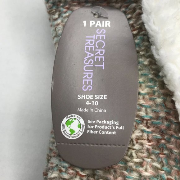 Secret Treasures Women's No Slip Slipper Sock Beige W/Tassels Size 4-10 New - Picture 3 of 5